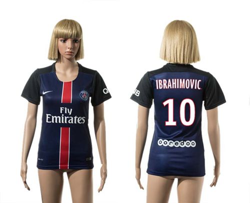 Women's Paris Saint-Germain #10 Ibrahimovic Home Soccer Club Jersey