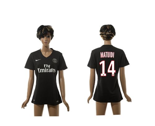 Women's Paris Saint-Germain #14 Matuidi Black Soccer Club Jersey