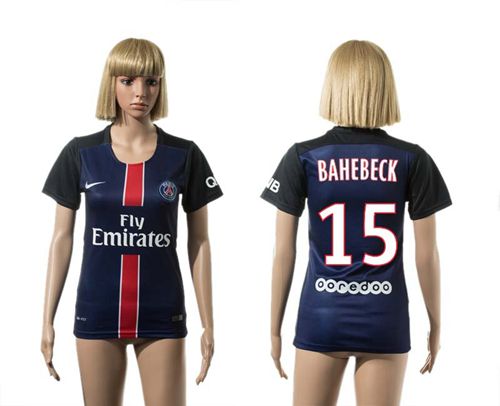 Women's Paris Saint-Germain #15 Bahebeck Home Soccer Club Jersey