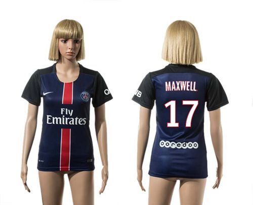 Women's Paris Saint-Germain #17 Maxwell Home Soccer Club Jersey