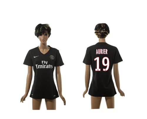 Women's Paris Saint-Germain #19 Aurier Black Soccer Club Jersey
