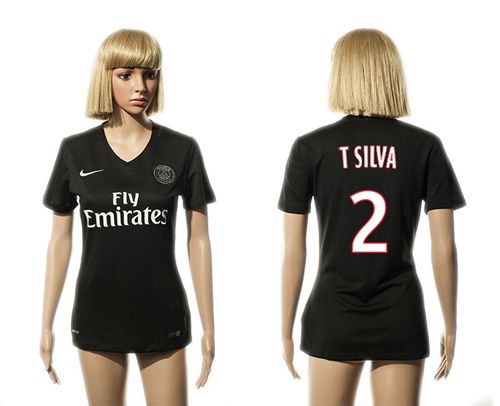 Women's Paris Saint-Germain #2 T.Sliva Black Soccer Club Jersey