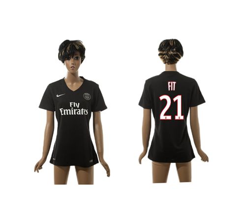 Women's Paris Saint-Germain #21 Fit Black Soccer Club Jersey