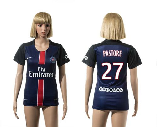 Women's Paris Saint-Germain #27 Pastore Home Soccer Club Jersey