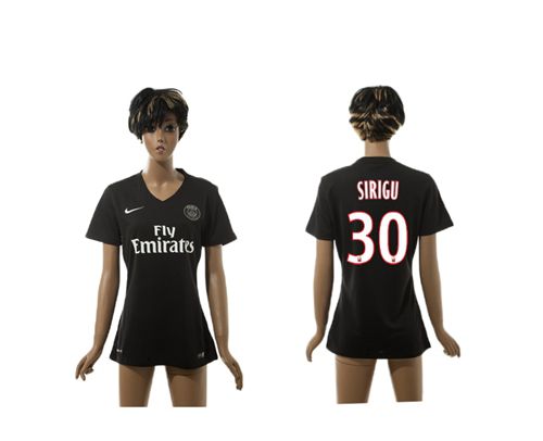 Women's Paris Saint-Germain #30 Sirigu Black Soccer Club Jersey