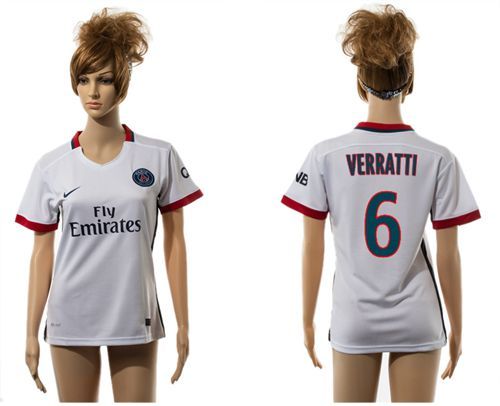 Women's Paris Saint-Germain #6 Verratti Away Soccer Club Jersey