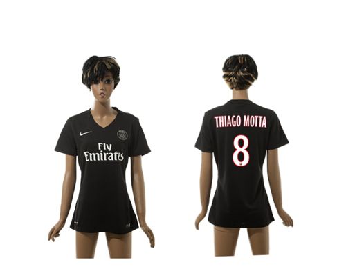 Women's Paris Saint-Germain #8 Thiago Motta Black Soccer Club Jersey