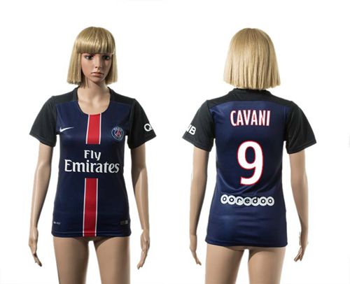 Women's Paris Saint-Germain #9 Cavani Home Soccer Club Jersey