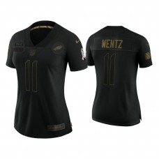 Women's Philadelphia Eagles #11 Carson Wentz Black 2020 Salute to Service Limited Jersey