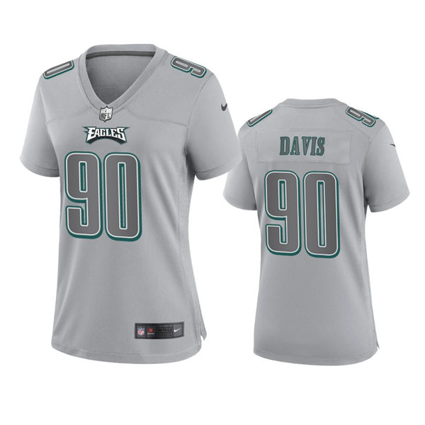Women's Philadelphia Eagles #90 Jordan Davis Gray Atmosphere Fashion Game Jersey