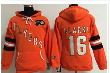 Women's Philadelphia Flyers #16 Bobby Clarke Orange Old Time Heidi NHL Hoodie