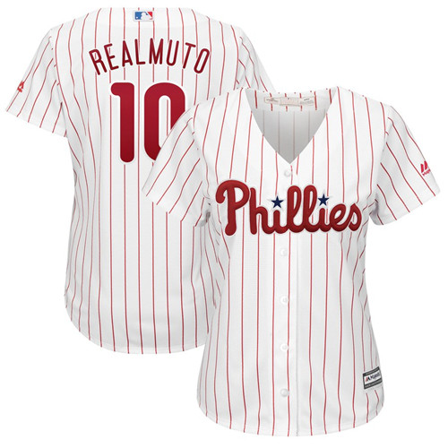 Women's Philadelphia Phillies #10 JT Realmuto White Home Cool Base Jersey