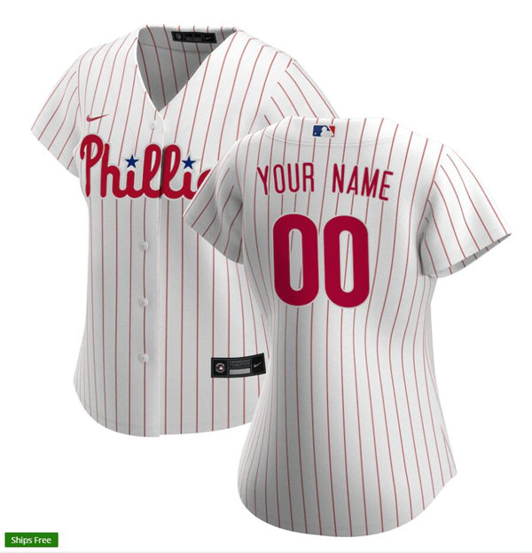 Women's Philadelphia Phillies Nike White Home Replica Custom Cool Base Jersey