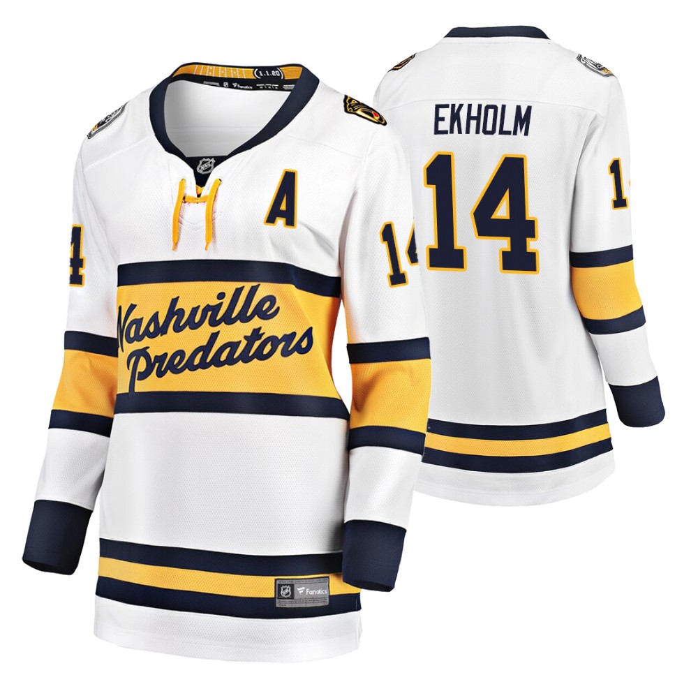 Women's Predators #14 Mattias Ekholm 2020 Winter Classic Jersey - White