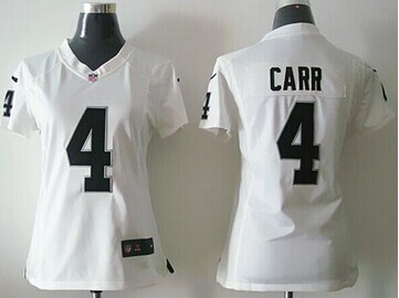 Women's Raiders #4 Derek Carr White Elite NFL Jersey