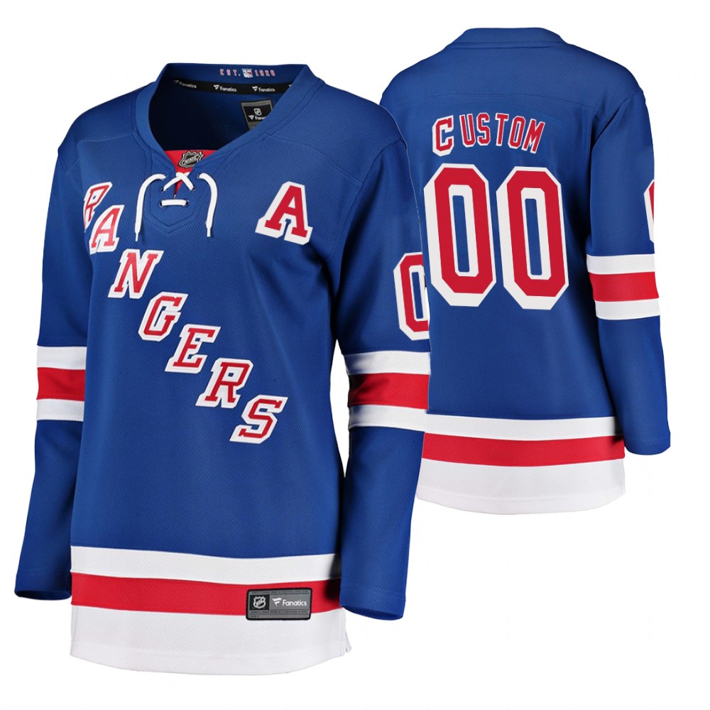 Women's Rangers #00 Custom Fanatics Branded Home Breakaway Jersey Blue