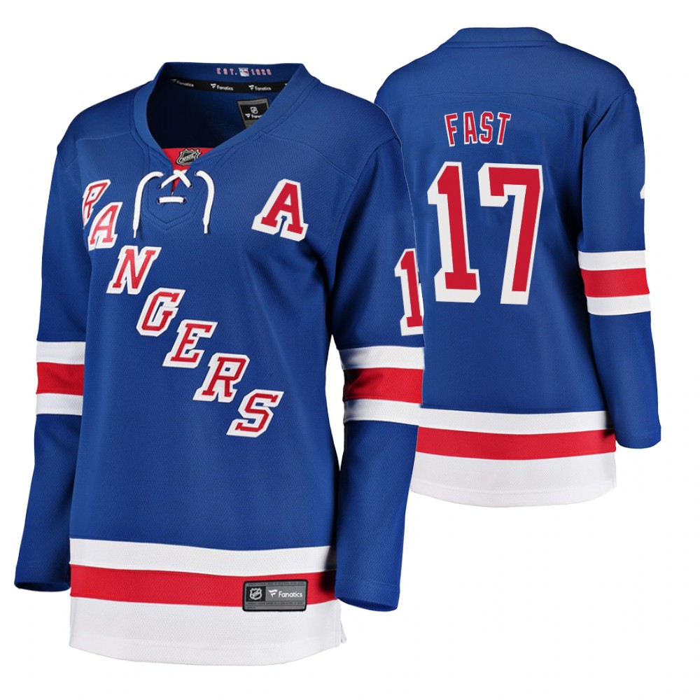Women's Rangers #17 Jesper Fast Fanatics Branded Home Breakaway Jersey Blue