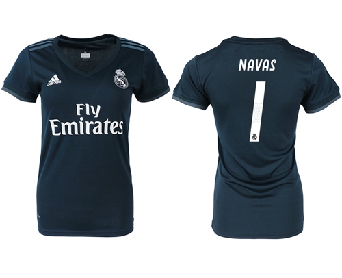 Women's Real Madrid #1 Navas Away Soccer Club Jersey