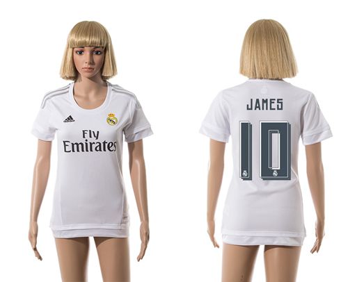 Women's Real Madrid #10 James Home Soccer Club Jersey