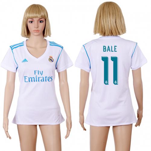 Women's Real Madrid #11 Bale Home Soccer Club Jersey