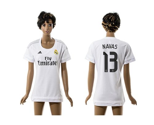 Women's Real Madrid #13 Navas Home Soccer Club Jersey