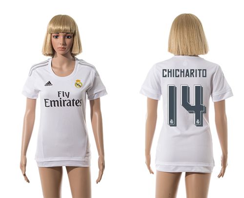 Women's Real Madrid #14 Chicharito Home Soccer Club Jersey