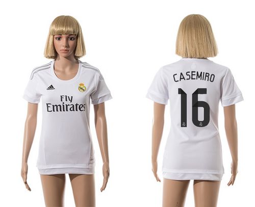 Women's Real Madrid #16 Casemiro Home Soccer Club Jersey