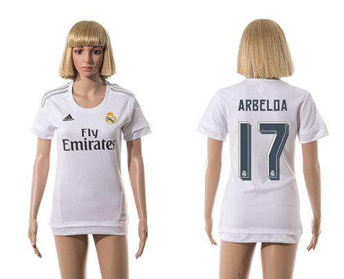 Women's Real Madrid #17 Arbeloa Home Soccer Club Jersey