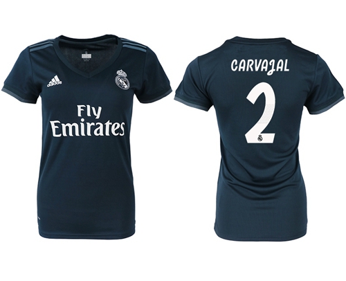 Women's Real Madrid #2 Carvajal Away Soccer Club Jersey