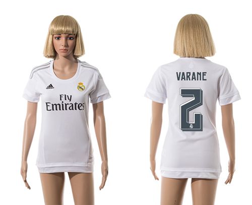 Women's Real Madrid #2 Varane Home Soccer Club Jersey