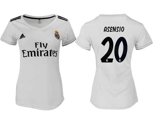 Women's Real Madrid #20 Asensio Home Soccer Club Jersey