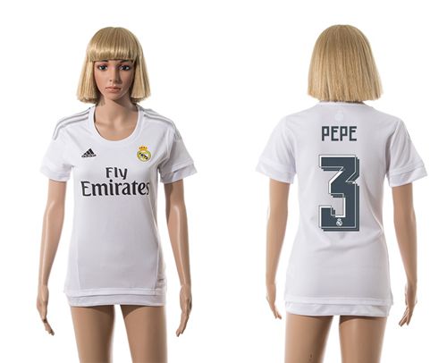 Women's Real Madrid #3 Pepe Home Soccer Club Jersey