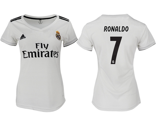 Women's Real Madrid #7 Ronaldo Home Soccer Club Jersey