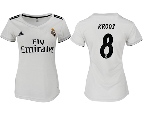 Women's Real Madrid #8 Kroos Home Soccer Club Jersey
