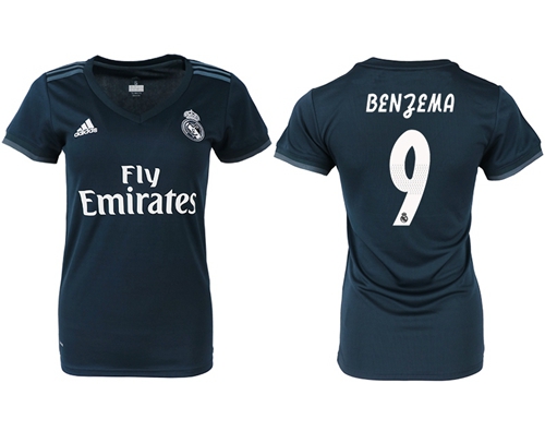 Women's Real Madrid #9 Benzema Away Soccer Club Jer