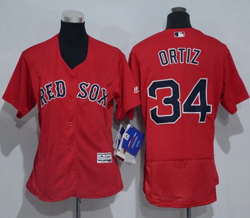 Women's Red Sox #34 David Ortiz Red Flexbase Authentic Stitched MLB Jersey