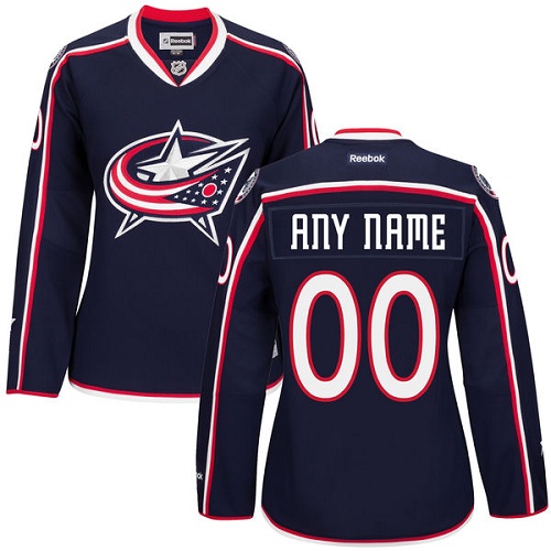 Women's Reebok Columbus Blue Jackets Customized Authentic Navy Blue Home NHL