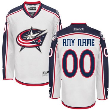 Women's Reebok Columbus Blue Jackets Customized Authentic White Away NHL Jersey