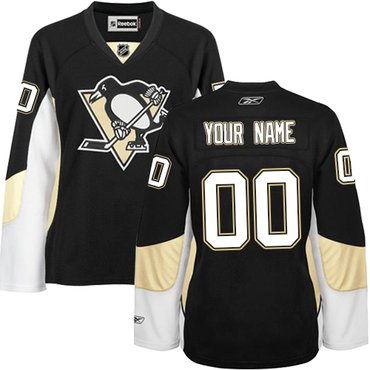 Women's Reebok Pittsburgh Penguins Customized Authentic Black Home NHL Jersey