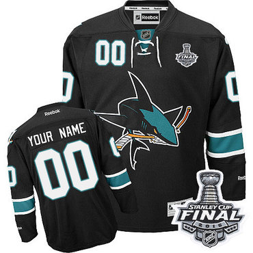 Women's Reebok San Jose Sharks Customized Authentic Black Third 2016 Stanley Cup Final Bound NHL Jersey