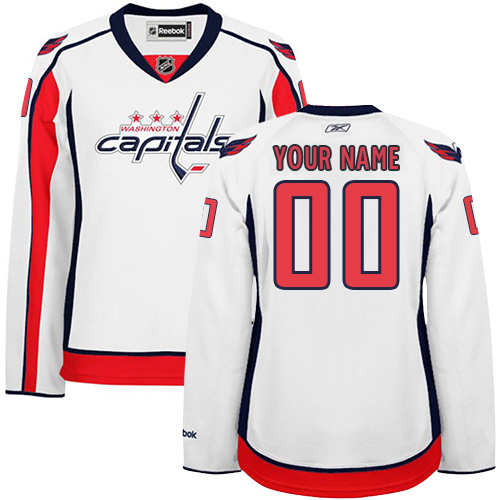 Women's Reebok Washington Capitals Customized Authentic White Away NHL Jersey