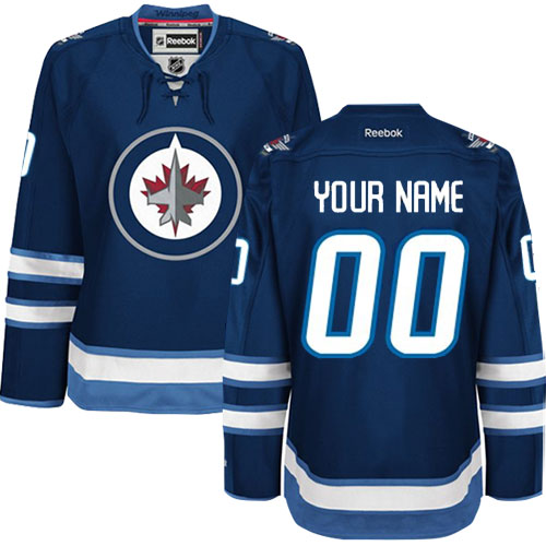 Women's Reebok Winnipeg Jets Customized Authentic Navy Blue Home NHL Jersey
