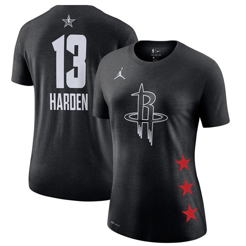 Women's Rockets 13 James Harden Black 2019 NBA All-Star Game Women's T-Shirt