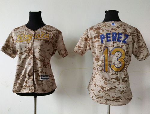 Women's Royals #13 Salvador Perez Camo Fashion Stitched MLB Jersey