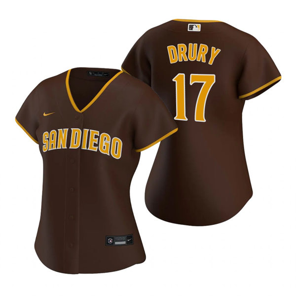 Women's San Diego Padres #17 Brandon Drury Brown Jersey