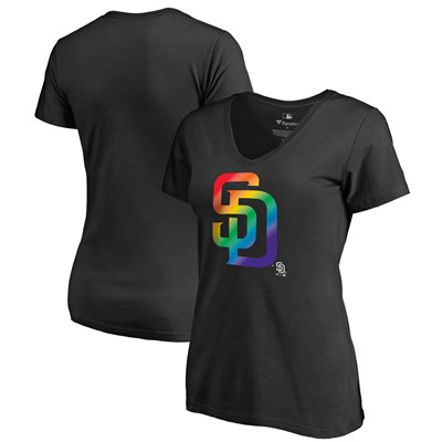 Women's San Diego Padres Fanatics Branded Black Plus Sizes Pride T-Shirt
