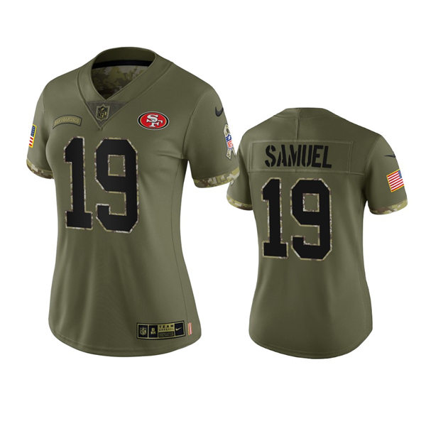 Women's San Francisco 49ers #19 Deebo Samuel Olive 2022 Salute To Service Limited Jersey
