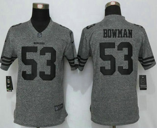 Women's San Francisco 49ers #53 NaVorro Bowman Nike Gray Gridiron NFL Gray Limited Jersey