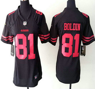 Women's San Francisco 49ers #81 Anquan Boldin Black Alternate 2015 NFL Nike Game Jersey 