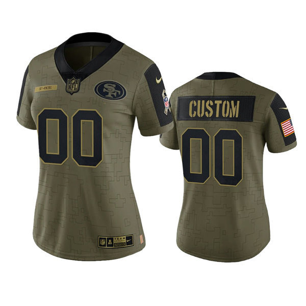 Women's San Francisco 49ers Custom Nike Olive 2021 Salute To Service Jersey
